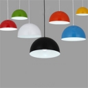 Red/White/Blue Hemisphere Pendulum Light Macaron 1 Bulb Metal Suspension Pendant over Kitchen Bar