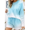 Girls Cozy Co-ords Omber Hoody Pocket Full Sleeve Drawstring Sweatshirt and Shorts Sets