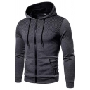 Mens Hooded Sweatshirt Creative 3D Geometric Pattern Zipper Fly Drawstring Long Sleeve Slim Fit Hooded Sweatshirt