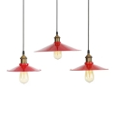 Iron Red Finish Hanging Lamp Wide Flared 1-Light Loft Ceiling Pendant Light, 8.5