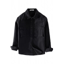 Mens Shirt Chic Flap Chest Pockets Purified Cotton Spread Collar Button Detail Regular Fit Long Sleeve Shirt