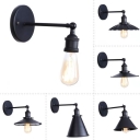 Rotatable Iron Black Task Wall Light Exposed Bulb Design/Cone Shade 1 Head Industrial Wall Mount Lighting Fixture