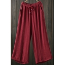 Casual Women's Pants Solid Color Drawstring Waist Oversized Pants