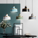 Macaron Single Ceiling Pendant White/Blue/Grey Barn Suspended Lighting Fixture with Aluminum Shade
