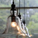 1-Light Carillon Mini Pendant Lighting Vintage Style Black Clear Glass Hanging Ceiling Light
