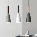 Bullet-Shape Metallic Pendant Light Fixture Nordic Single-Bulb Hanging Lamp Kit in Black/Grey/White
