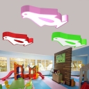 Cartoon LED Ceiling Mount Lamp Red/Pink/Blue Penguin Flush Mount Lighting with Acrylic Shade