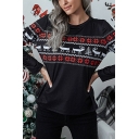 Girls Casual Tee Top Christmas Flower Printed Loose Fit Long Sleeve Round Neck T-Shirt
