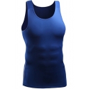 Basic Mens Tank Top Topstitching Skinny Fitted Scoop Neck Sleeveless Quick-Dry Tank Top