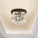 Modern LED Ceiling Light Fixture Black Teardrop Flush Mount Lighting with Clear Crystal Shade in Warm/White Light