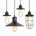Rust/Black 1-Bulb Ceiling Pendant Light Factory Metal Conic Suspended Lighting Fixture with/without Cage Guard