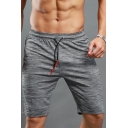 Mens Shorts Stylish Space Dye Quick Dry Knee-Length Drawstring Waist Slim Fitted Sport Shorts