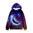 Creative Men's Hoodie 3D Galaxy Pattern Drawstring Side Pockets Long Sleeves Relax Fitted Hooded Sweatshirt