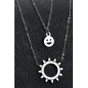 Creative Sweater Necklace Smiley Sun Pendant Double-Layer Short Sweater Necklace