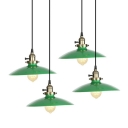 Green Finish Domed Ceiling Pendant Factory Metallic 1 Head Living Room Pendulum Light