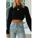 Girls Basic Sweater Plain High Waist Chain-Knit Round Neck Full Sleeve Pullovers