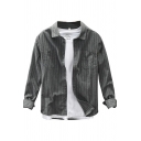 Retro Mens Shirt Pinstripe Pattern Purified Cotton Button down Long Sleeve Spread Collar Regular Fit Shirt