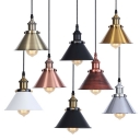 1 Bulb Iron Hanging Light Fixture Warehouse Rust/Black/Copper Roll-Edge Conical Dining Room Pendant Lamp