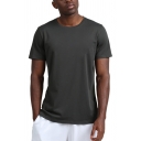 Cool Mens Workout T-Shirt Plain Quick Dry Slim Fitted Round Neck Short Sleeve T-Shirt