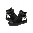 Cute Sneakers Number 94 Pattern Letter Styles Pattern High-top Canvas Shoes in Black