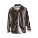 Cool Mens Shirt Plain Purified Cotton Button up Spread Collar Long Sleeve Regular Fit Shirt