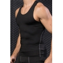 Vintage Mens Tank Top Topstitching Quick-Dry Slim Fitted Sleeveless Scoop Neck Tank Top