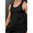 Mens Sport Tank Top Simple Flatlock Stitching Quick Dry Stretch Scoop Neck Sleeveless Skinny Fitted Tank Top