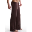 Mens Soft Comfort Simple Plain Drawstring Waist Casual Wide Leg Pants Yoga Lounge Pants