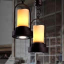 Vintage Pillar Candle Pendant Lighting 1 Bulb Metal Suspension Lamp with Roped Cord and Arched Frame in Rust