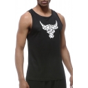 Mens Tank Top Unique Geometric Animal Head Pattern Quick Dry Air Mesh Slim Fitted Sleeveless Crew Neck Tank Top