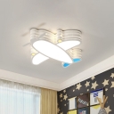 Acrylic Airplane Flush Mount Simple White Surface Mounted LED Ceiling Light in Warm/White/3 Color Light