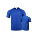 Vintage Mens T-Shirt Air Mesh Breathable Slim Fitted Round Neck Short Sleeve Quick-Dry T-Shirt