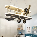 Biplane LED Ceiling Hang Light Kids Acrylic Bedroom Chandelier Lighting in White