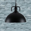 1 Head Hanging Pendant Light Loft Terrace Ceiling Lamp with Dome Metal Shade in Black