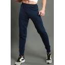 Mens Pants Stylish Plain Cuffed Drawstring Waist Ankle Length Slim Fit Tapered Jogger Pants with Zipper Pocket