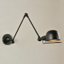 Industrial Swing Arm Wall Lamp 1 Bulb Iron Wall Mounted Lighting with Bowl Shade and Wire Frame in Black