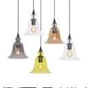 Loft Flared Hanging Lamp Single-Bulb Clear/Smokey/Amber Glass Ceiling Pendant Light with Cord Grip