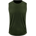 Mens Tank Top Creative Solid Color Round Neck Sleeveless Skinny Fitted Quick-Dry Tank Top