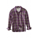 Cool Mens Shirt Plaid Letter Personality Print Button up Chest Pocket Spread Collar Long Sleeve Regular Fit Shirt