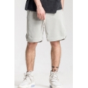 Basic Shorts Solid Color Drawstring Low Waist Relaxed Fit Shorts for Men