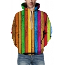 Vintage Mens 3D Hooded Sweatshirt Rainbow Stripe Wolf Galaxy Snake Print Drawstring Regular Fitted Long Sleeve Hoodie