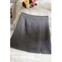 Classic Womens Skirt Solid Color Split Front Anti-Emptied Invisible Zipper Back High Rise Mini A-Line Suit Skirt
