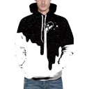 Retro Womens 3D Hoodie Milk Cup Splash Star Print Kangaroo Pocket Drawstring Long Sleeve Slim Fit Hooded Sweatshirt