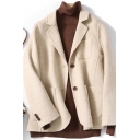 Stylish Women's Jacket Solid Color Front Pockets Button Detailed Long Sleeves Notched Collar Regular Fitted Suit Jacket