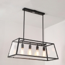 4-Light Acrylic Island Pendant Industrial Black Trapezoid Bistro Ceiling Suspension Lamp