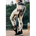 Fancy Womens Leggings Color Focus High Rise Full Length Skinny Absorb Sweat Yoga Pants
