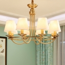 Gold 4/8/10 Bulbs Circle Suspension Lighting Traditional Fabric Cone Shade Ceiling Pendant Light