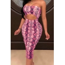 Stylish Women's Bodycon Dress Animal Snake Skin Leopard Pattern Hollow out off the Shoulder Slim Fitted Midi Bodycon Dress