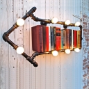 Direction Arrow Beer Club Sconce Light Factory Metal 8 Bulbs Black/Bronze Pipe Wall Mounted Lamp