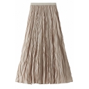 Womens Swing Skirt Casual Tulle Convertible Pleated High Elastic Rise Midi A-Line Skirt